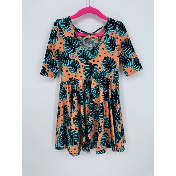 Dotdotsmile Ballerina Dress Size 3/4 Orange with Ferns Print NWOT - Picture 3 of 4